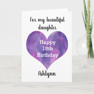 Purple Heart Happy 18th Birthday Daughter Card