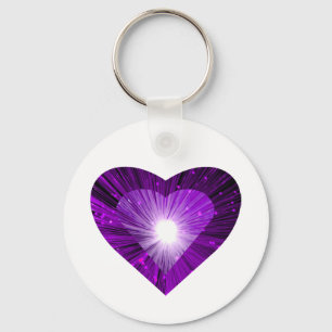 Purple Heart 'heart' keychain white round