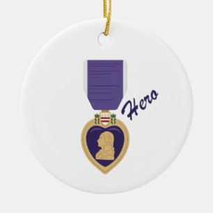 Purple Heart Hero Ceramic Tree Decoration