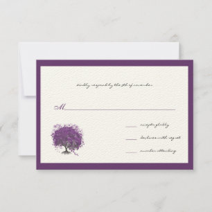 Purple Heart Leaf Tree Borders Wedding Invite