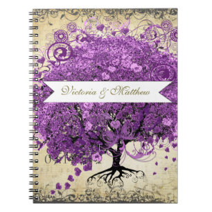 Purple Heart Leaf Tree Wedding Planner Notebook