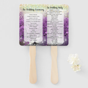 Purple Heart Leaf Tree Wedding Program Fan