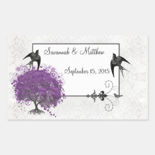 Purple Heart Leaf Tree Weddings Rectangular Sticker