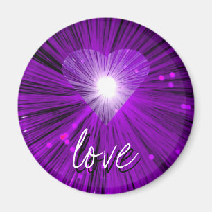 Purple Heart 'love' round fridge magnet