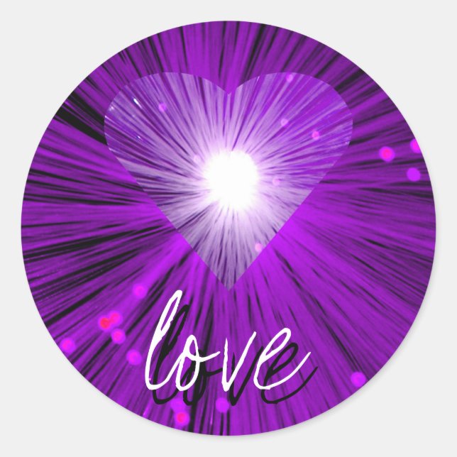 Purple Heart 'love' sticker round (Front)