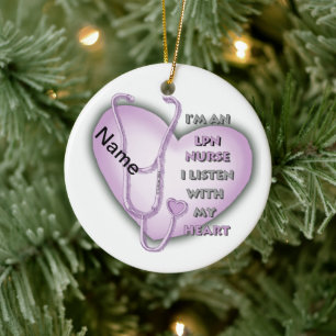 Purple Heart LPN Nurse ornament