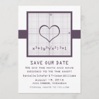 Purple Heart Math Graph Save the Date Invite