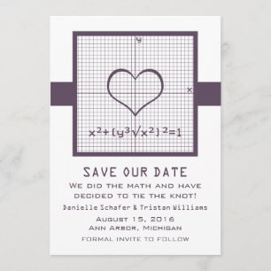 Purple Heart Math Graph Save the Date Invite