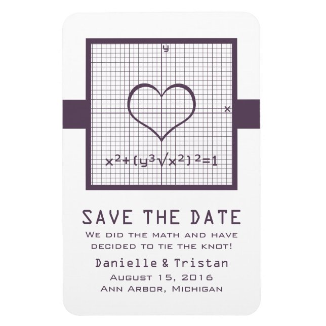 Purple Heart Math Graph Save the Date Magnet (Vertical)