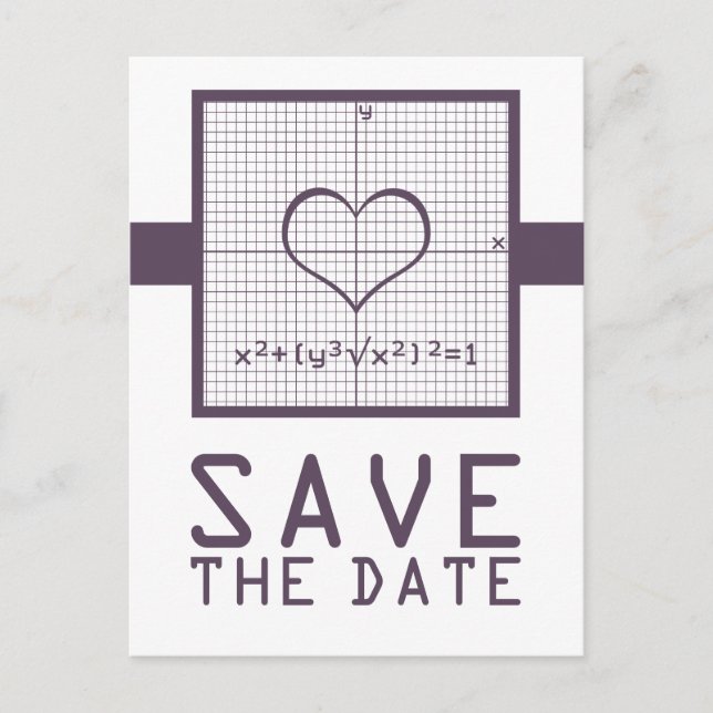 Purple Heart Math Graph Save the Date Postcard (Front)