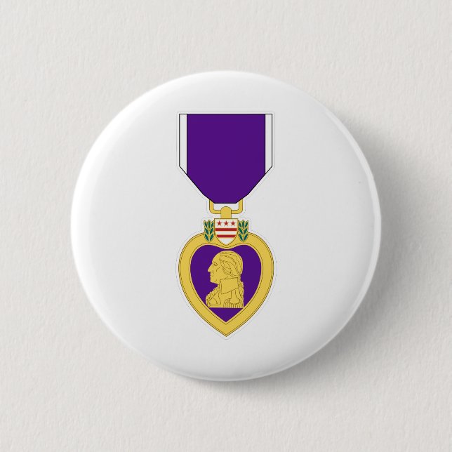 Purple Heart Medal 6 Cm Round Badge (Front)