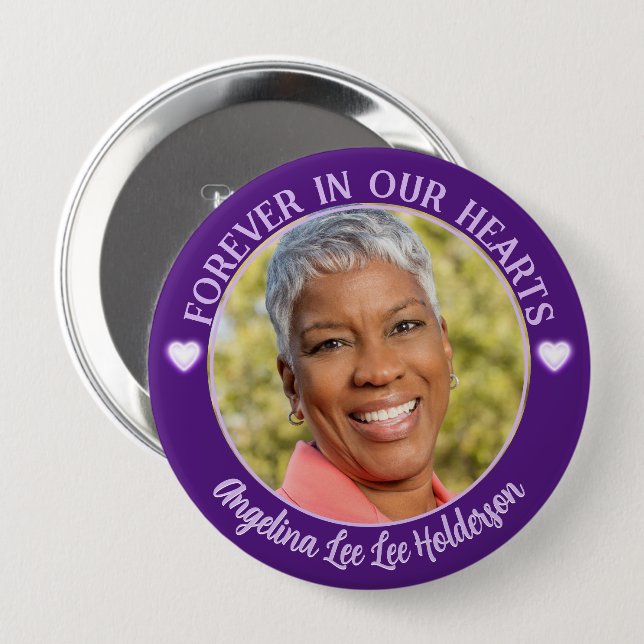 Purple Heart Memorial Funeral Photo  10 Cm Round Badge (Front & Back)