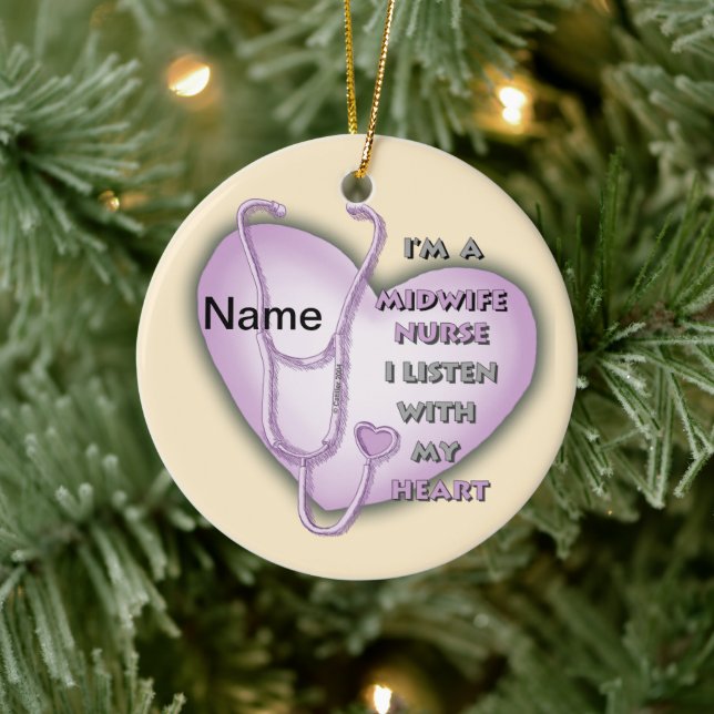 Purple Heart Midwife Nurse Ceramic Tree Decoration (Tree)