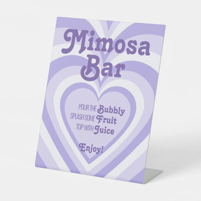 Purple Heart Mimosa Bar Display Table Top Sign  (Front)