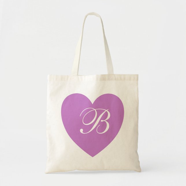 Purple Heart Monogram Tote Bag (Front)