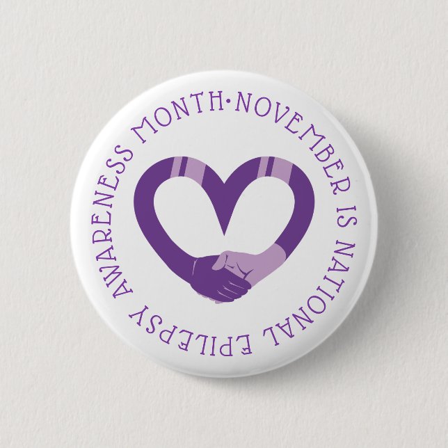 Purple Heart National Epilepsy Awareness Month  6 Cm Round Badge (Front)