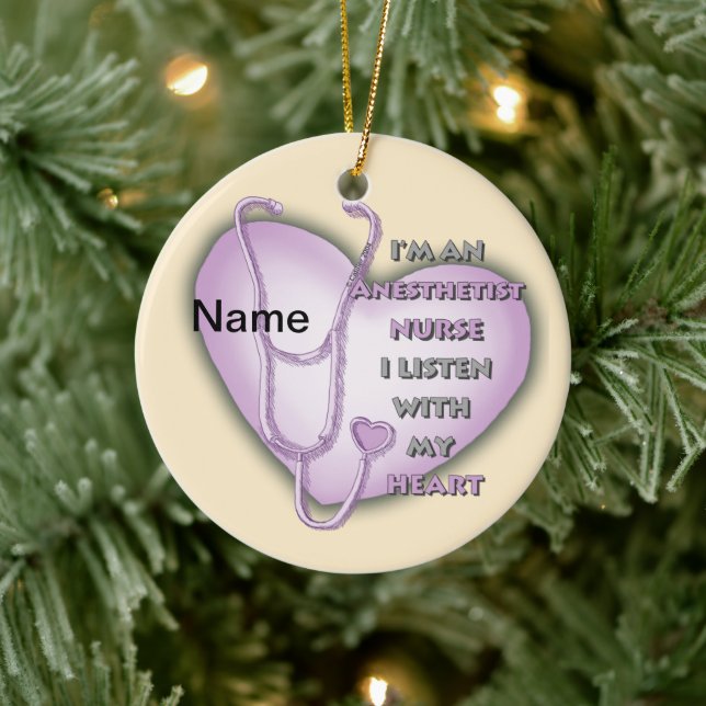 Purple Heart Nurse Anaesthetist Ceramic Tree Decoration (Tree)