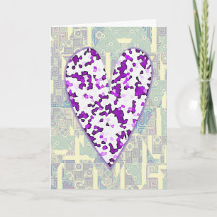Purple Heart on Abstract Pattern Valentine's Card