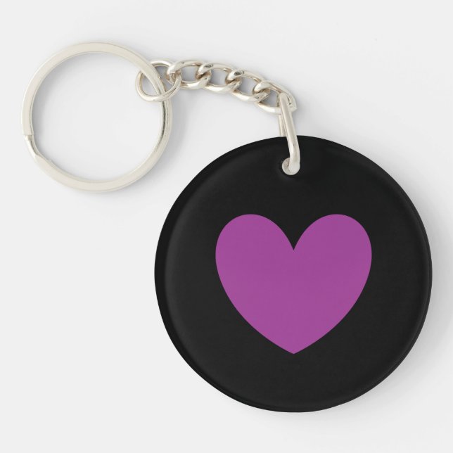 Purple heart on black key ring (Front)