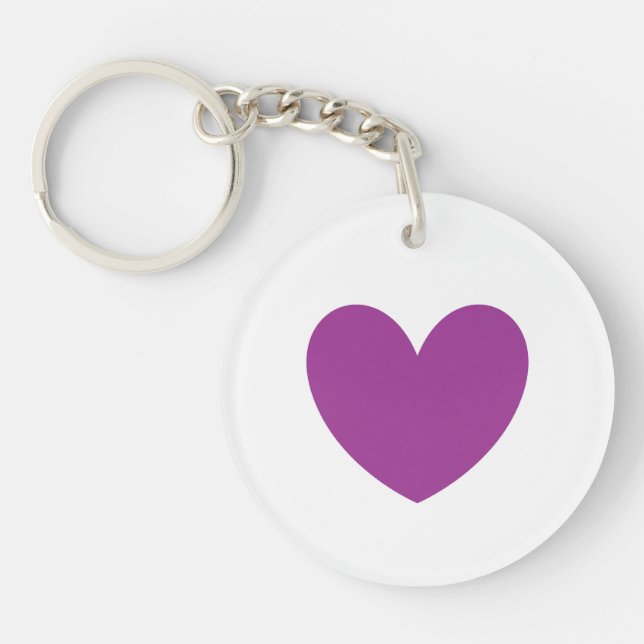 Purple heart on white key ring (Front)