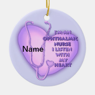 Purple Heart Ophthalmic Nurse Ceramic Tree Decoration