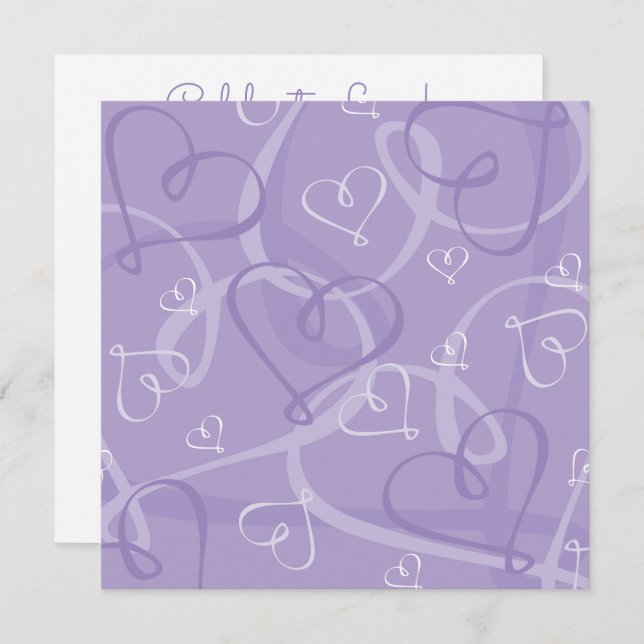 Purple heart pattern invitation (Front/Back)