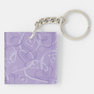 Purple heart pattern key ring
