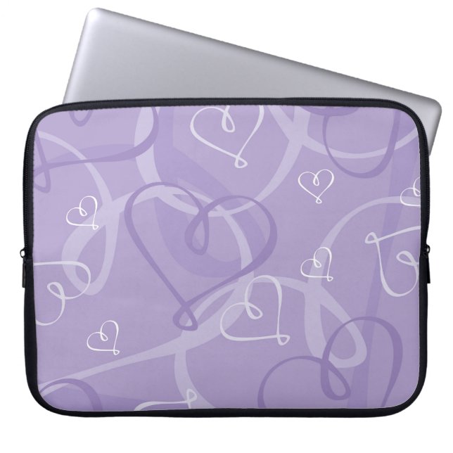 Purple heart pattern laptop sleeve (Front)