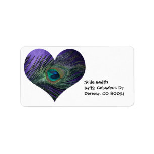 Purple Heart Peacock Feather Label