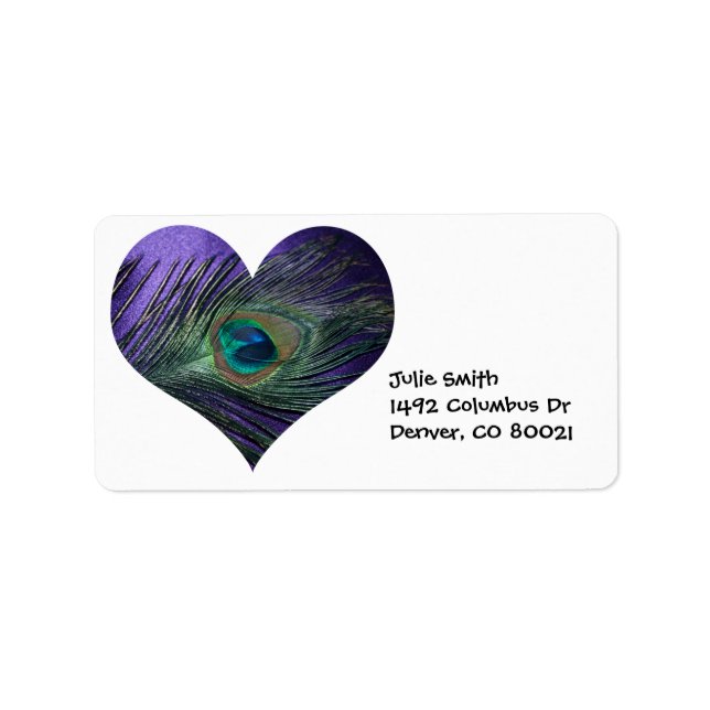 Purple Heart Peacock Feather Label (Front)