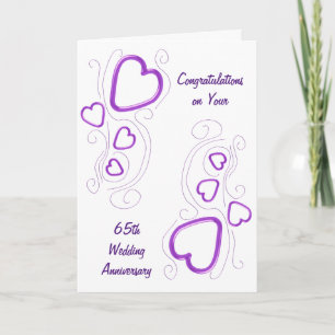 Purple Heart Personalised 65th Wedding Anniversary Card
