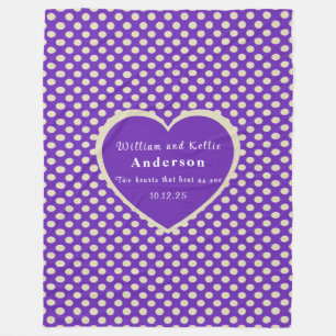Purple Heart, Polka-Dot Fleece Blanket, Large Blanket
