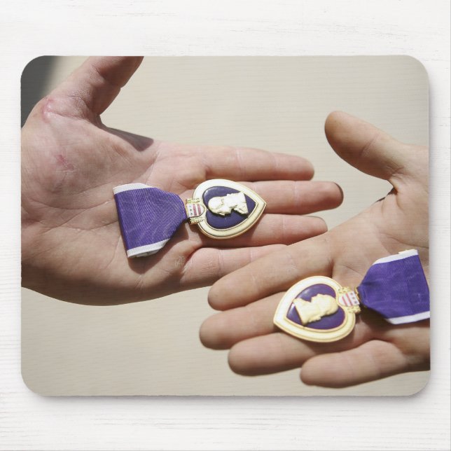 Purple Heart recipients display their medals Mouse Mat (Front)