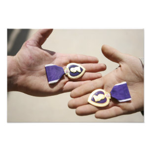 Purple Heart recipients display their medals Photo Print