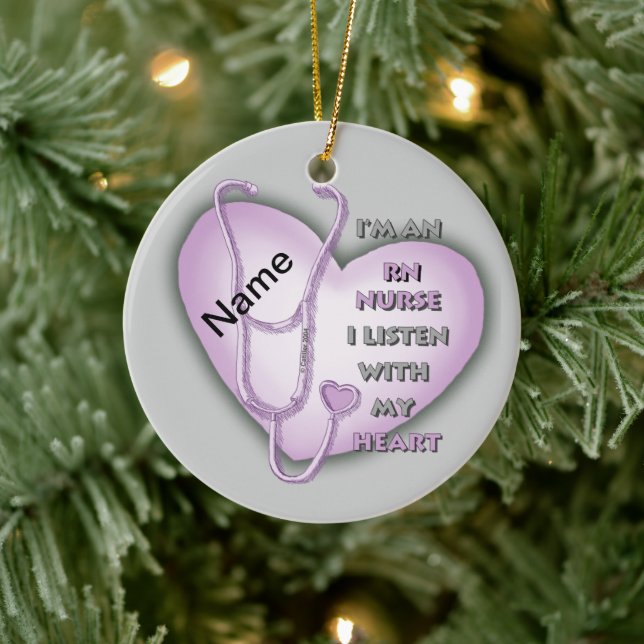 Purple Heart RN Nurse Ceramic Tree Decoration (Tree)