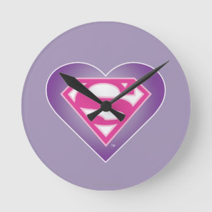 Purple Heart S-Shield Round Clock