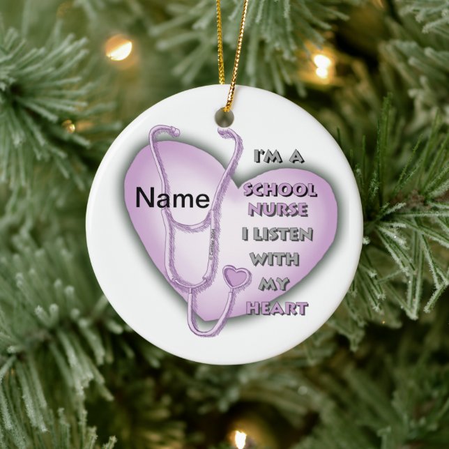 Purple Heart School Nurse Ceramic Tree Decoration (Tree)