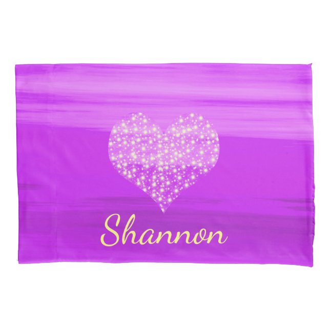 Purple  heart shining stars name girl pillowcase (Front)