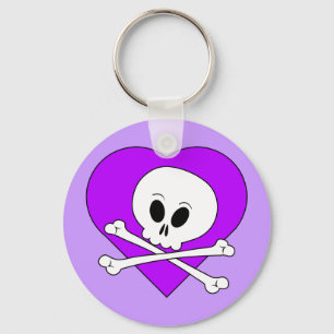 Purple Heart Skull Key Ring
