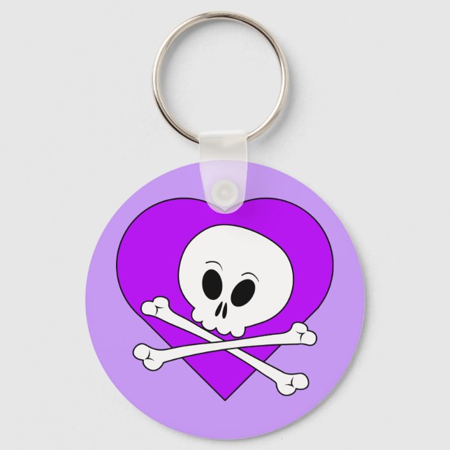 Purple Heart Skull Key Ring (Front)