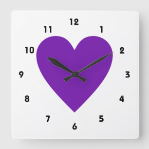 Purple Heart Square Wall Clock