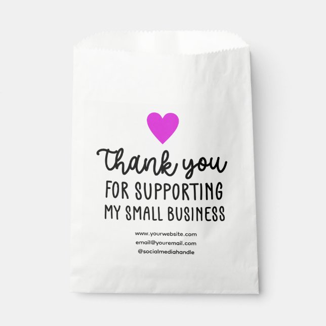 Purple Heart Thank You Supporting Small Business Favour Bags (Front)