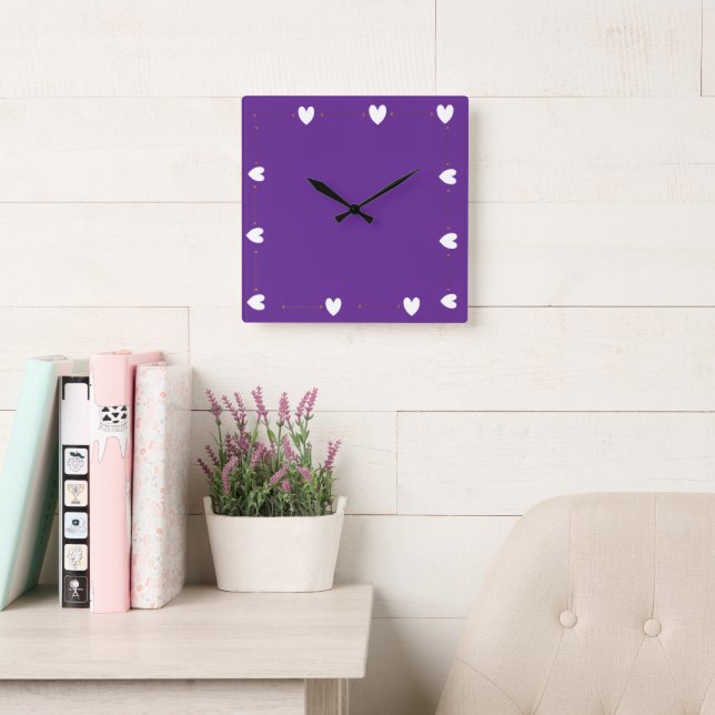 Purple Heart Wall Clock – Minimal Aesthetic Home  (Reading Room)