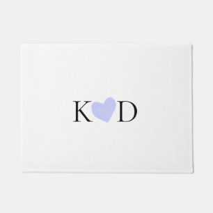 Purple heart watercolor pastel couple name letter doormat