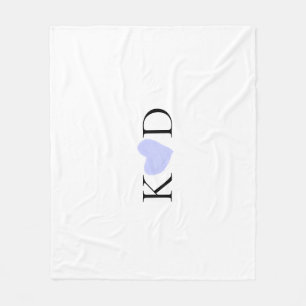Purple heart watercolor pastel couple name letter fleece blanket
