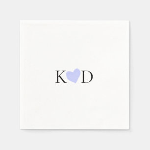 Purple heart watercolor pastel couple name letter napkin