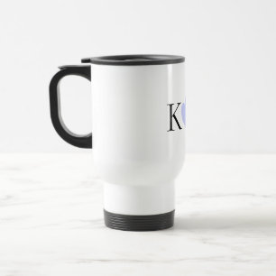 Purple heart watercolor pastel couple name letter travel mug