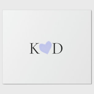 Purple heart watercolor pastel couple name letter wrapping paper