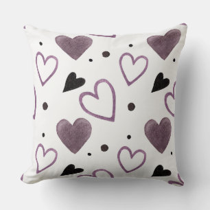 Purple Heart Watercolor Pillow