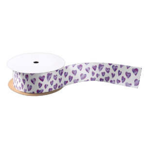 Purple Heart watercolor Satin Ribbon